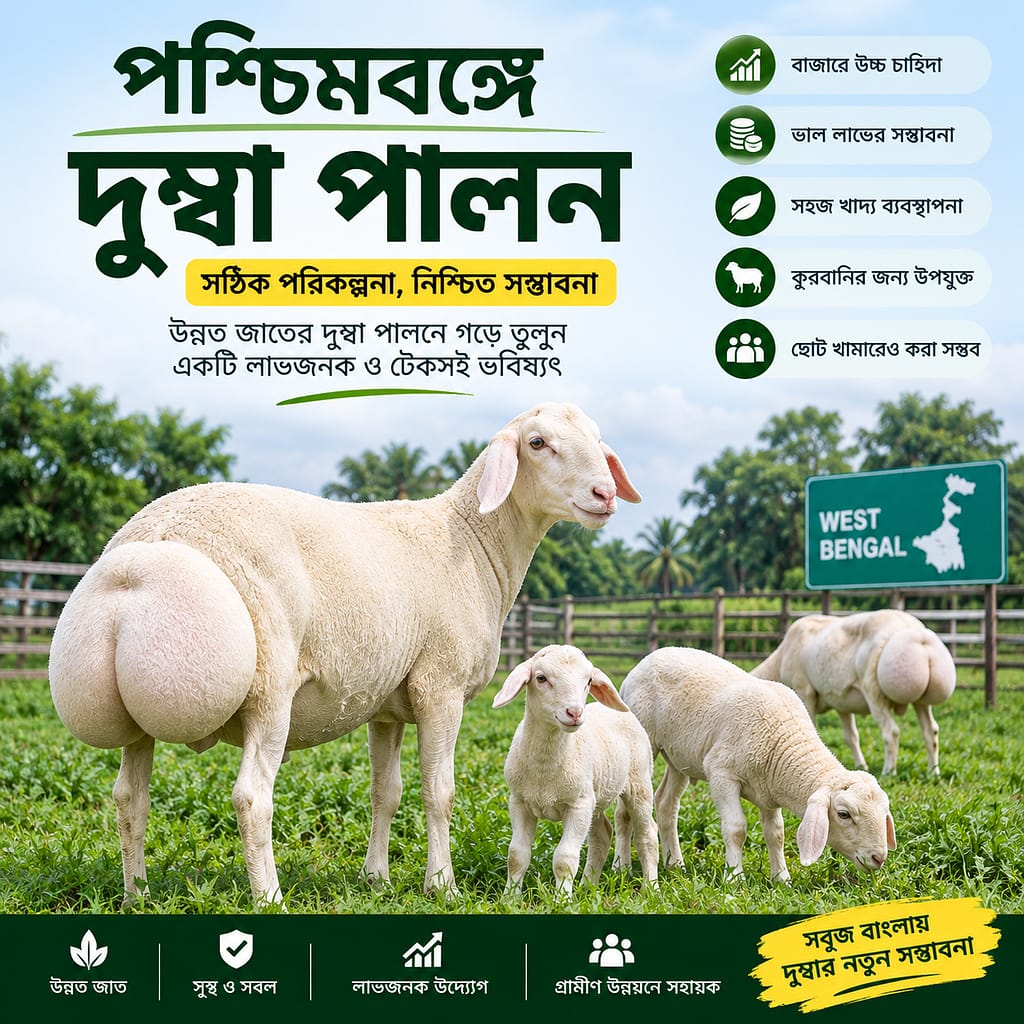 Dumba farming in west bengal পশ্চিমবঙ্গ দুম্বা পালন- লাভজনক খামার গড়ার স্মার্ট গাইডলাইন