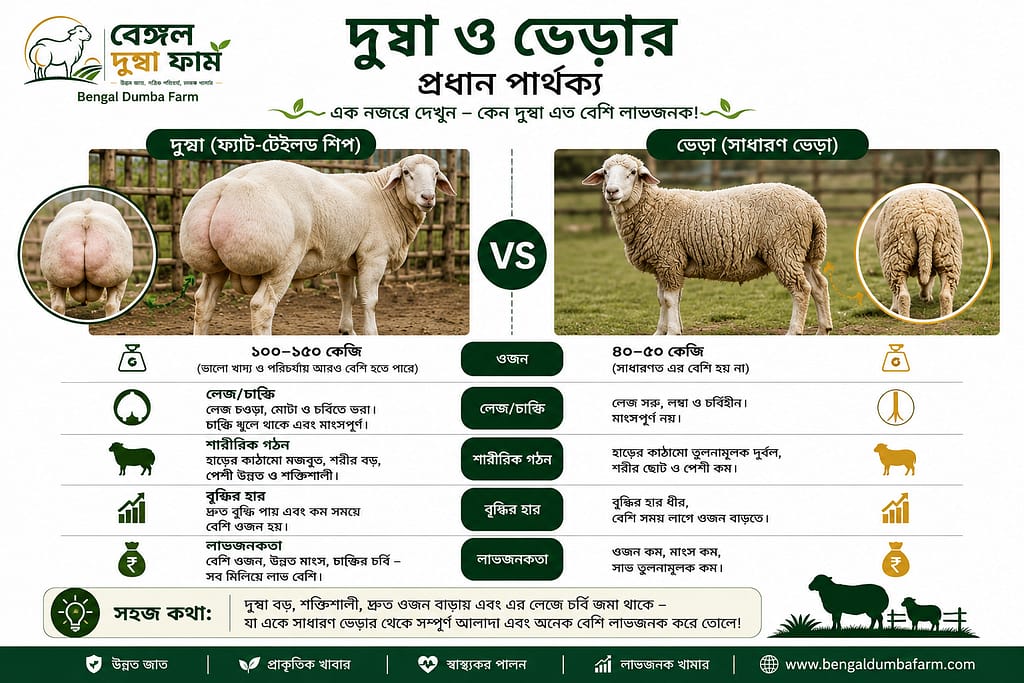 What is dumba, দুম্বা কি সাধারণ ভেড়া ও দুম্বার প্রধান পার্থক্য Difference between sheep and dumba